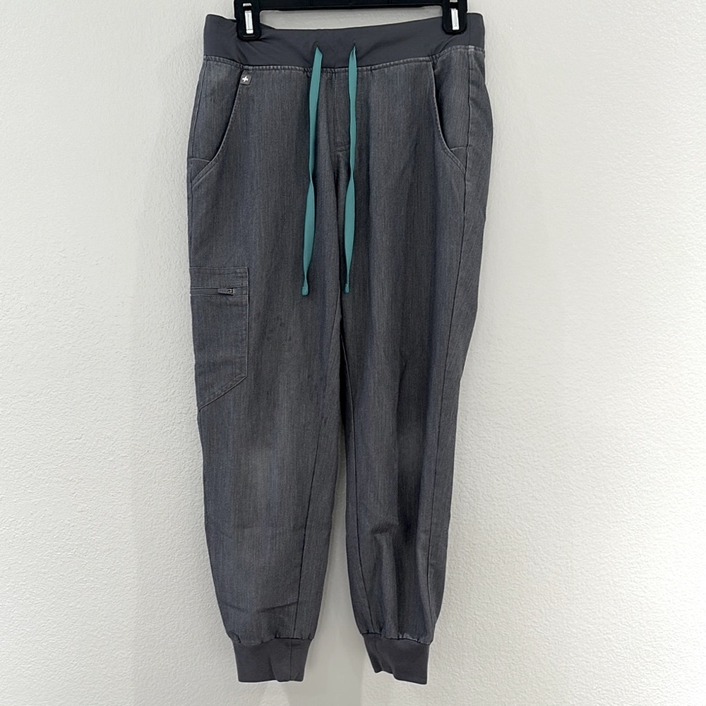 Figs Technical Collection Work Jogger Pants with Teal Drawstrings Small